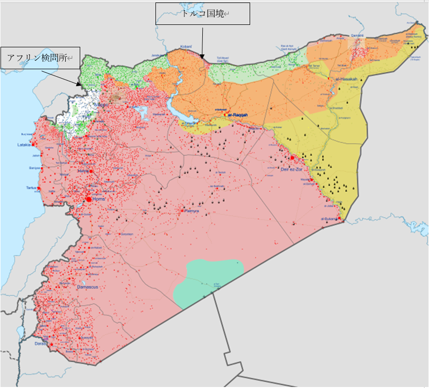 図4　シリア勢力図（2021年9月現在）