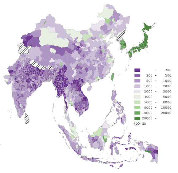 Figure 1. GDP per Capita in East Asia (2005).