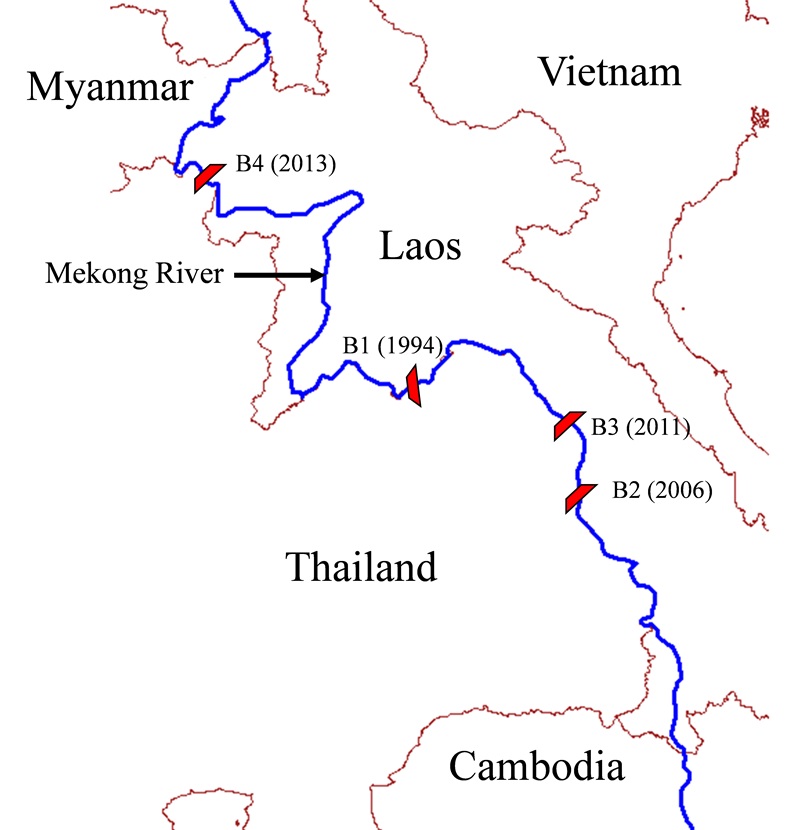 Figure 1. Four Thai–Lao–Mekong Friendship Bridges