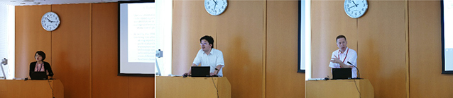 写真：（左から）セッション1において、問題提起を行うMichelle Hsie研究員、丁可研究員、コメントを行うDouglas Fuller教授