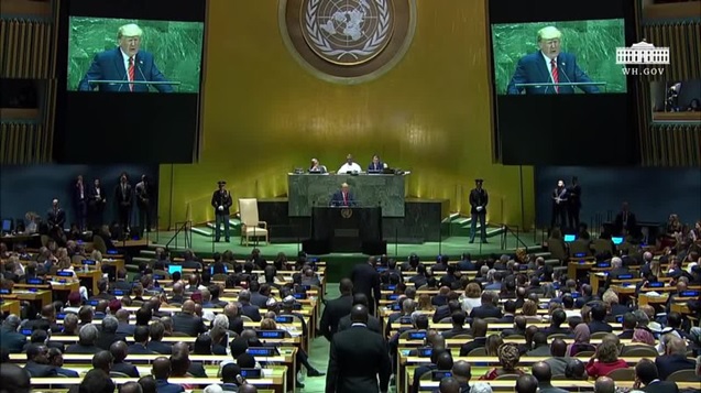 写真：国連総会で演説するトランプ米大統領