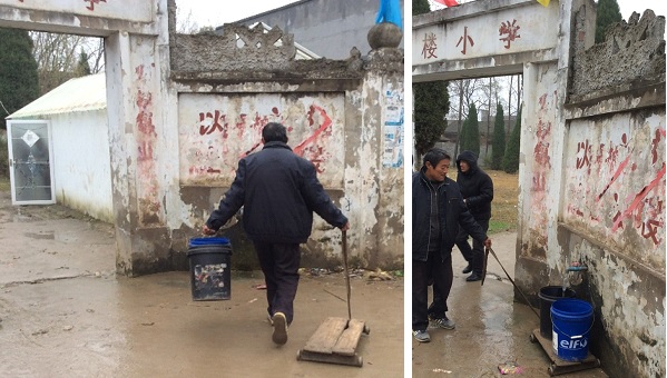 写真1 中国・淮河流域のL村の小学校に設置された飲用水生物浄化装置