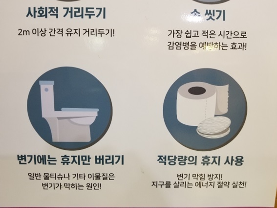 ソウル市と市民団体「トイレ文化市民連帯」が作成したポスターの一部。（2023年9月21日、ソウル歴史博物館）