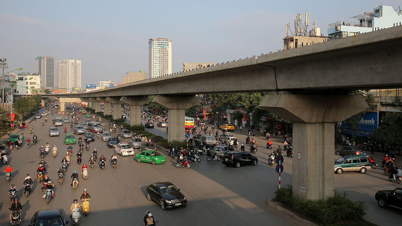 写真：中国企業による建設が進むハノイ都市鉄道2A号線