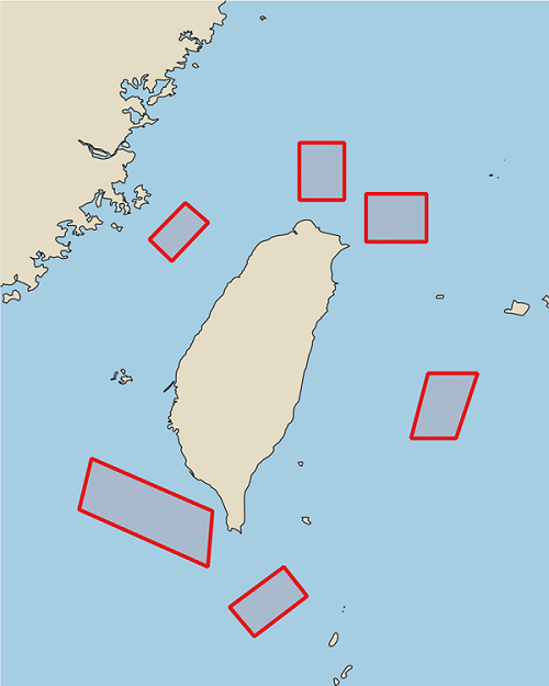 図6　中国の軍事演習時に台湾側が発表した注意喚起の地図