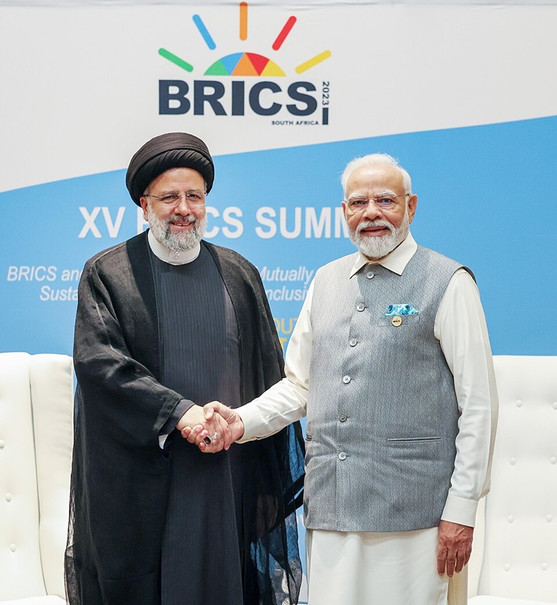 写真2　ライシ大統領とインドのモディ首相の首脳会談（インド首相府、2023年9月24日）