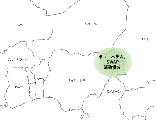図3　ボコ・ハラムとISWAPの活動領域