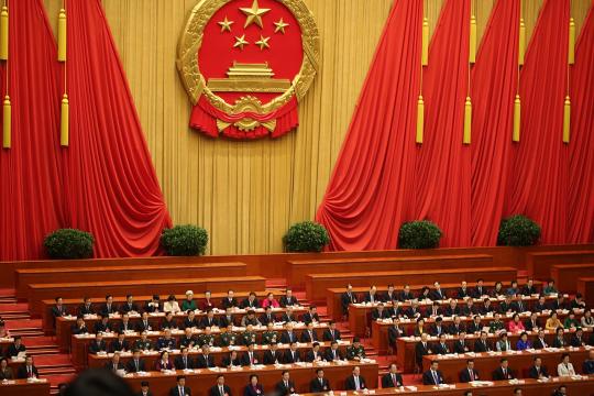 写真：全国人民代表大会、議場内の様子（2015年撮影）