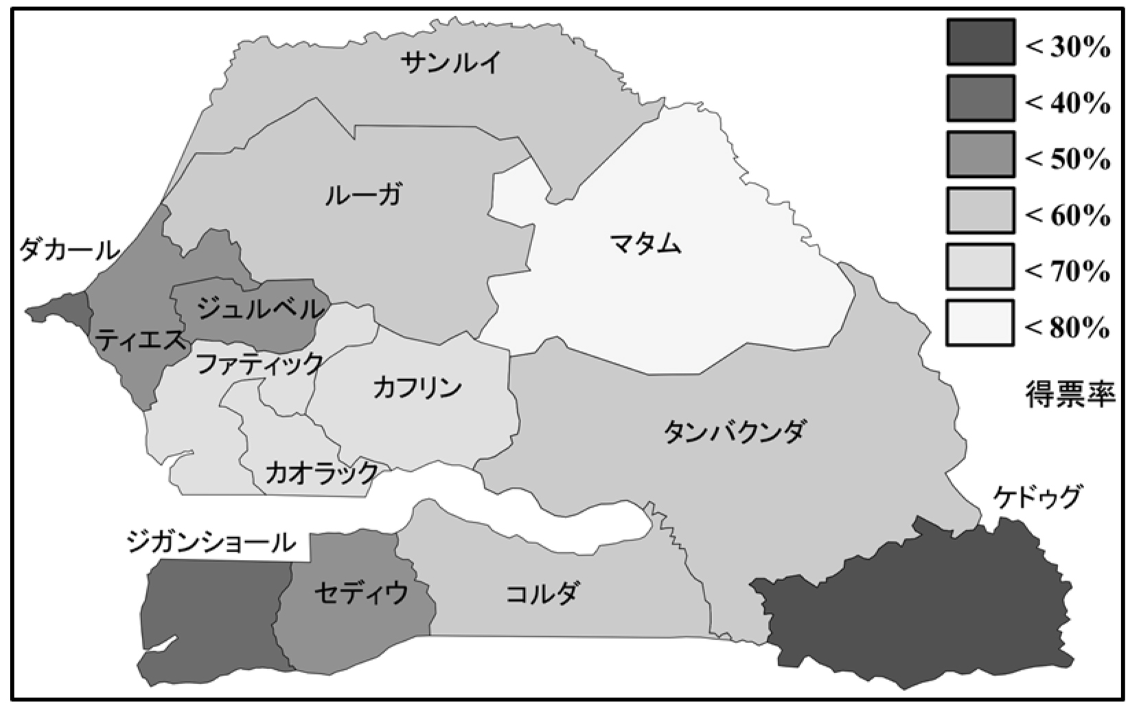 図1. 与党連合の州別得票率