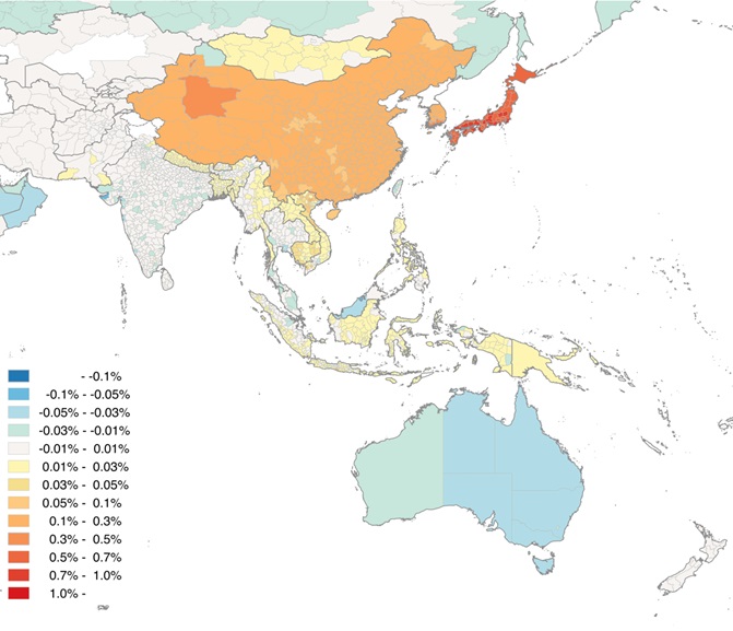 Figure 1: Economic impacts of RCEP15 (2030, compared with baseline)