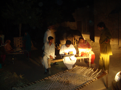 パキスタン農村フィールド調査の様子。