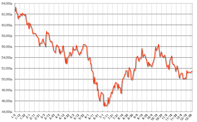 グラフ4　2013年の株式相場（Bovespa指数）の推移